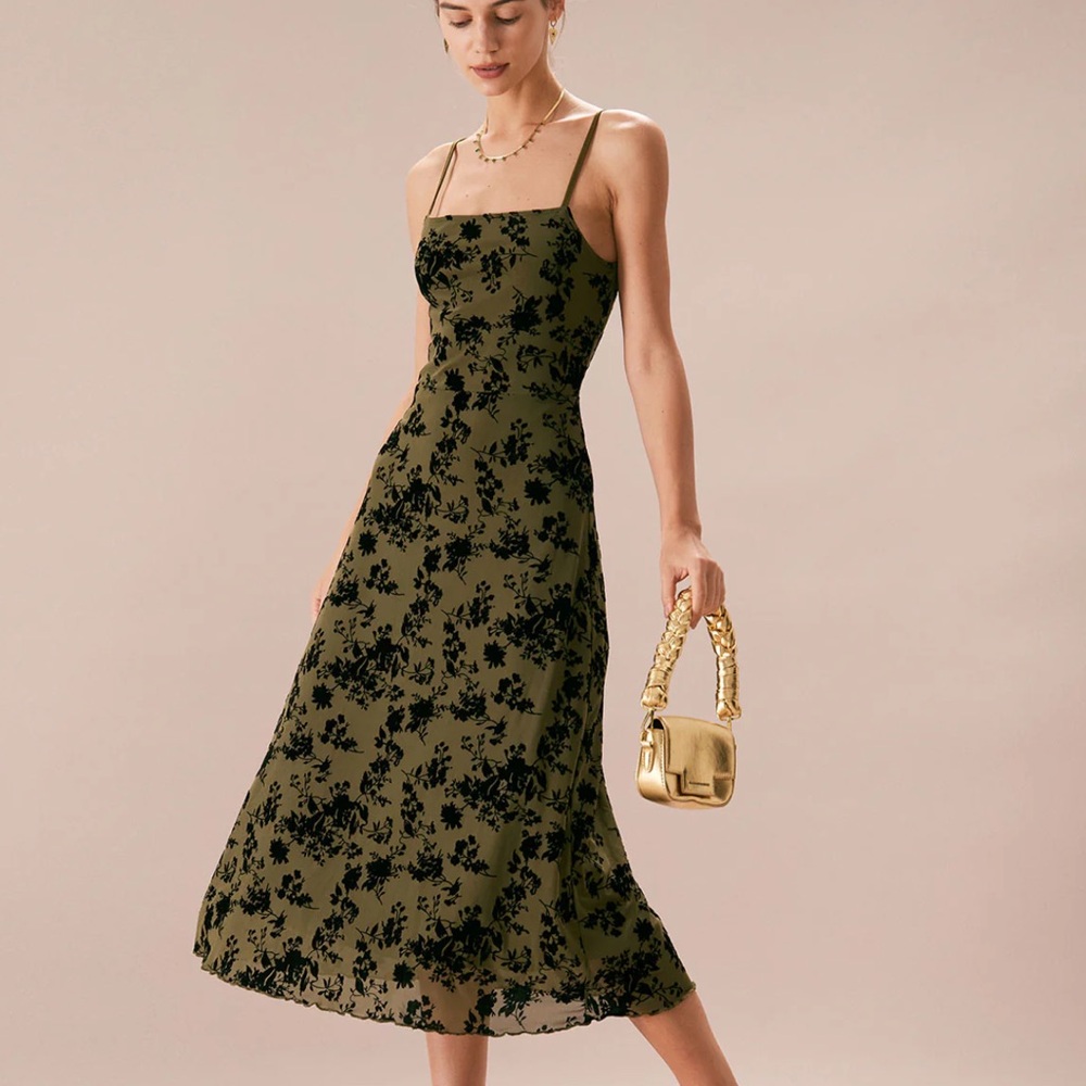 Green Floral Midi Dress